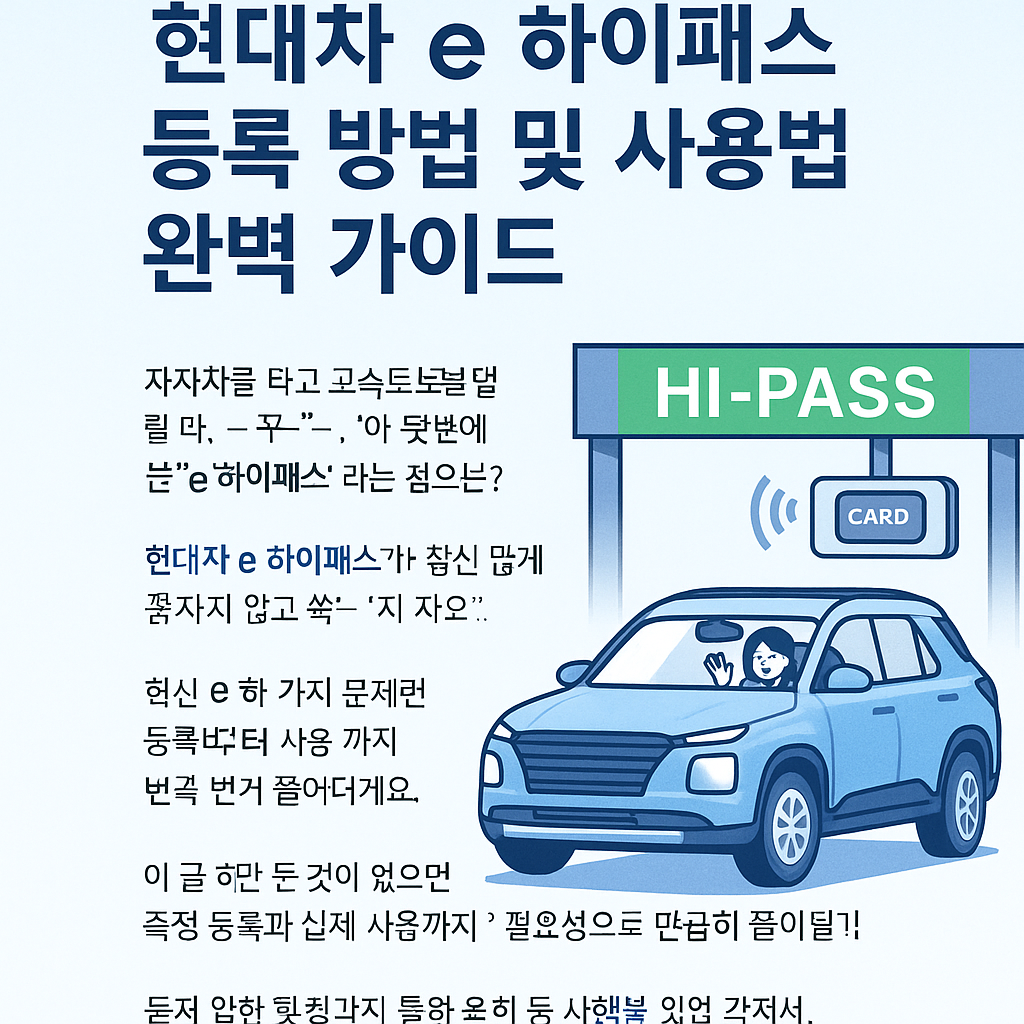 현대차 e 하이패스 등록 방법 및 사용법 완벽 가이드