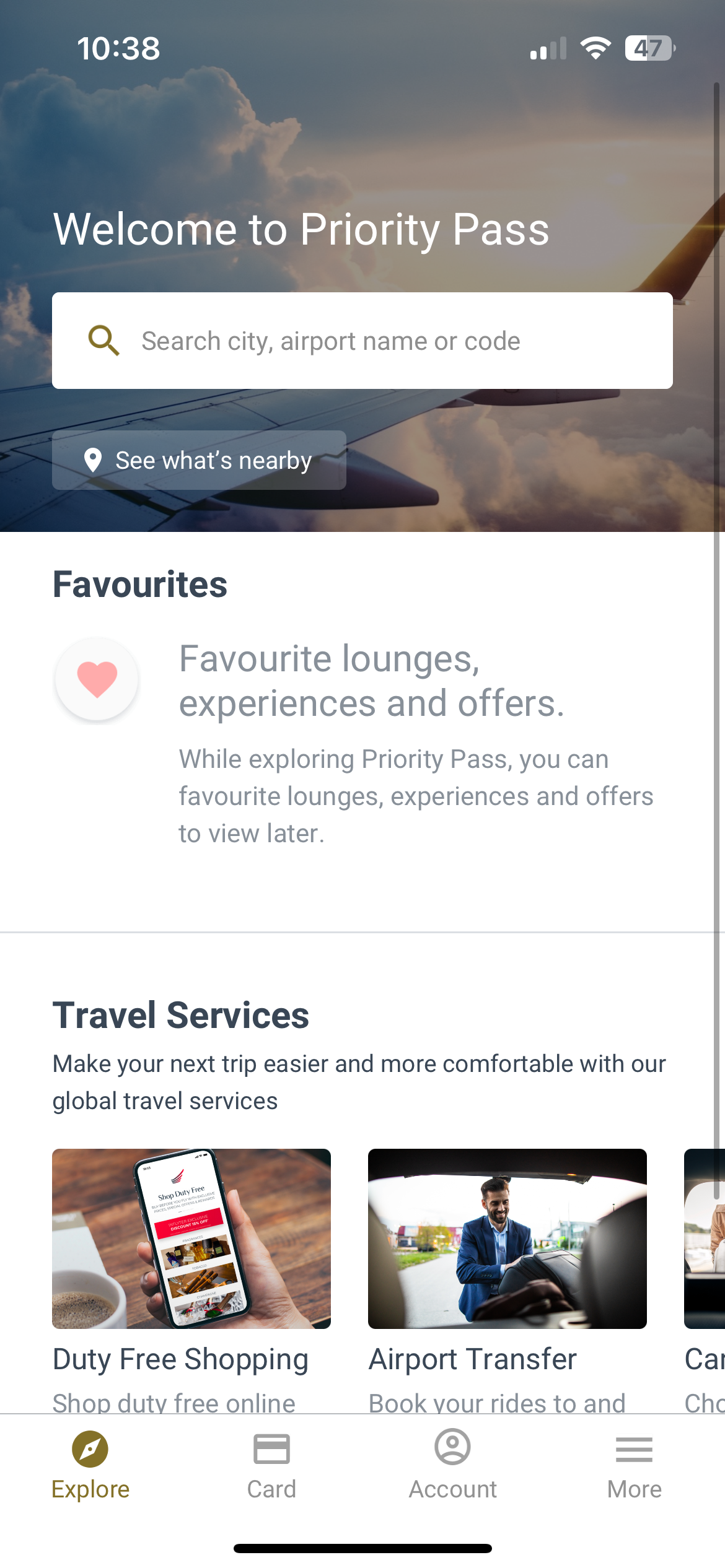 priority pass 앱 화면