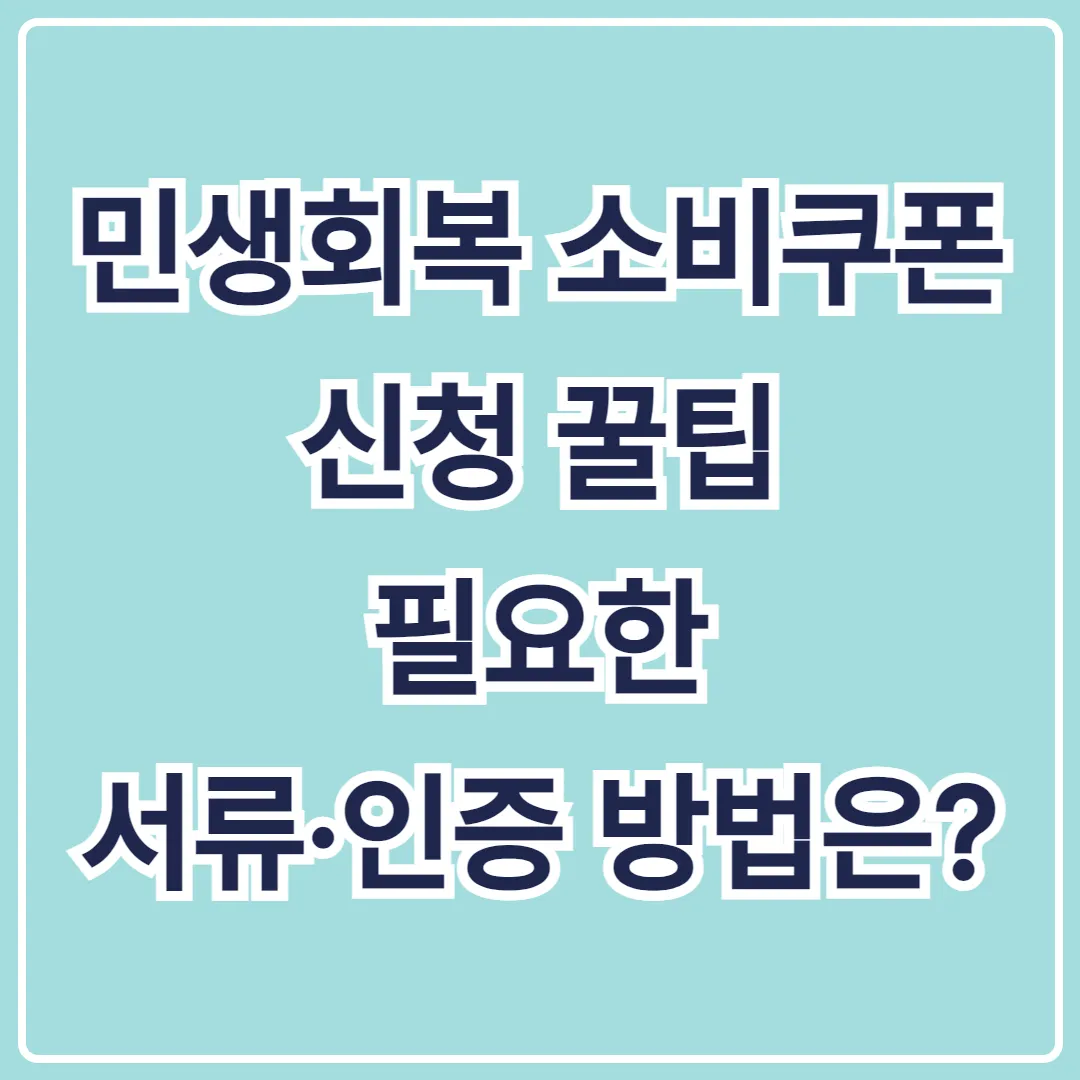 민생회복 소비쿠폰 신청 꿀팁 필요한 서류·인증 방법은