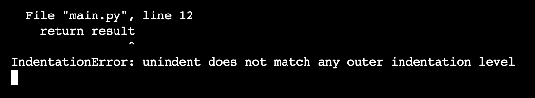 파이썬 에러]Indentationerror: Unindent Does Not Match Any Outer Indentation Level  의미/해결방법