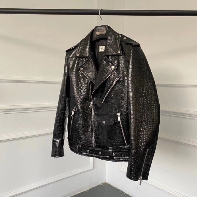  [SAINT LAURENT] 입생로랑 크로커다일 레더 바이커 라이더 자켓