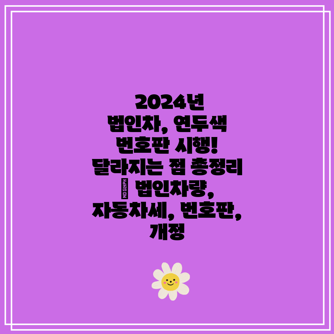  2024년 법인차, 연두색 번호판 시행! 달라지는 점