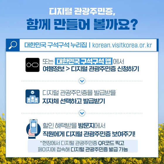 디지털관광주민증 발급방법을 설명하는 사진
