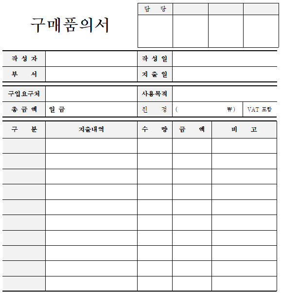 품의서 양식 무료 작성법