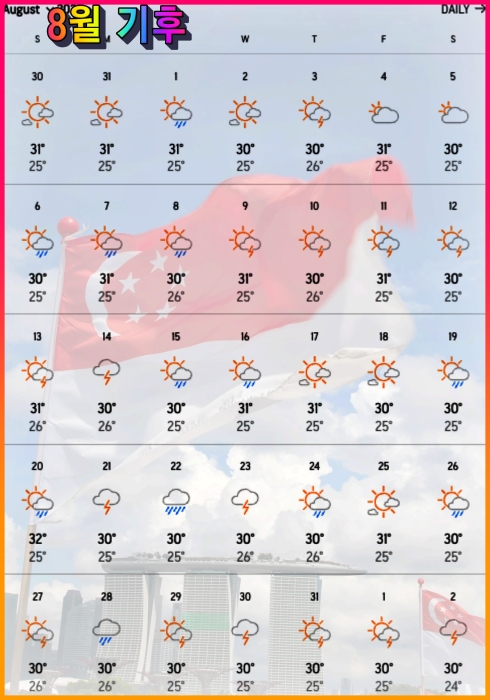 8월 싱가포르 날씨 기후