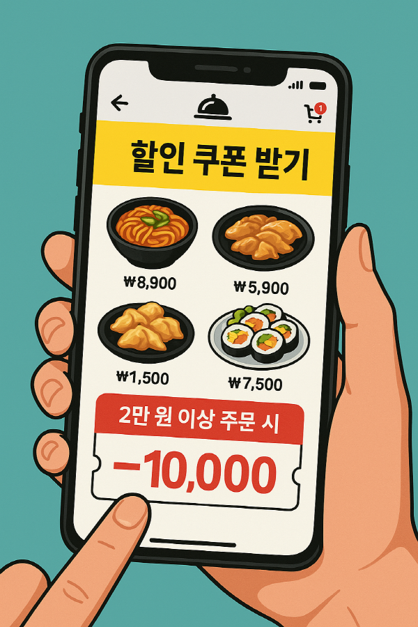 2만원 이상 주문시 1만원 절약 혜택 일러스트