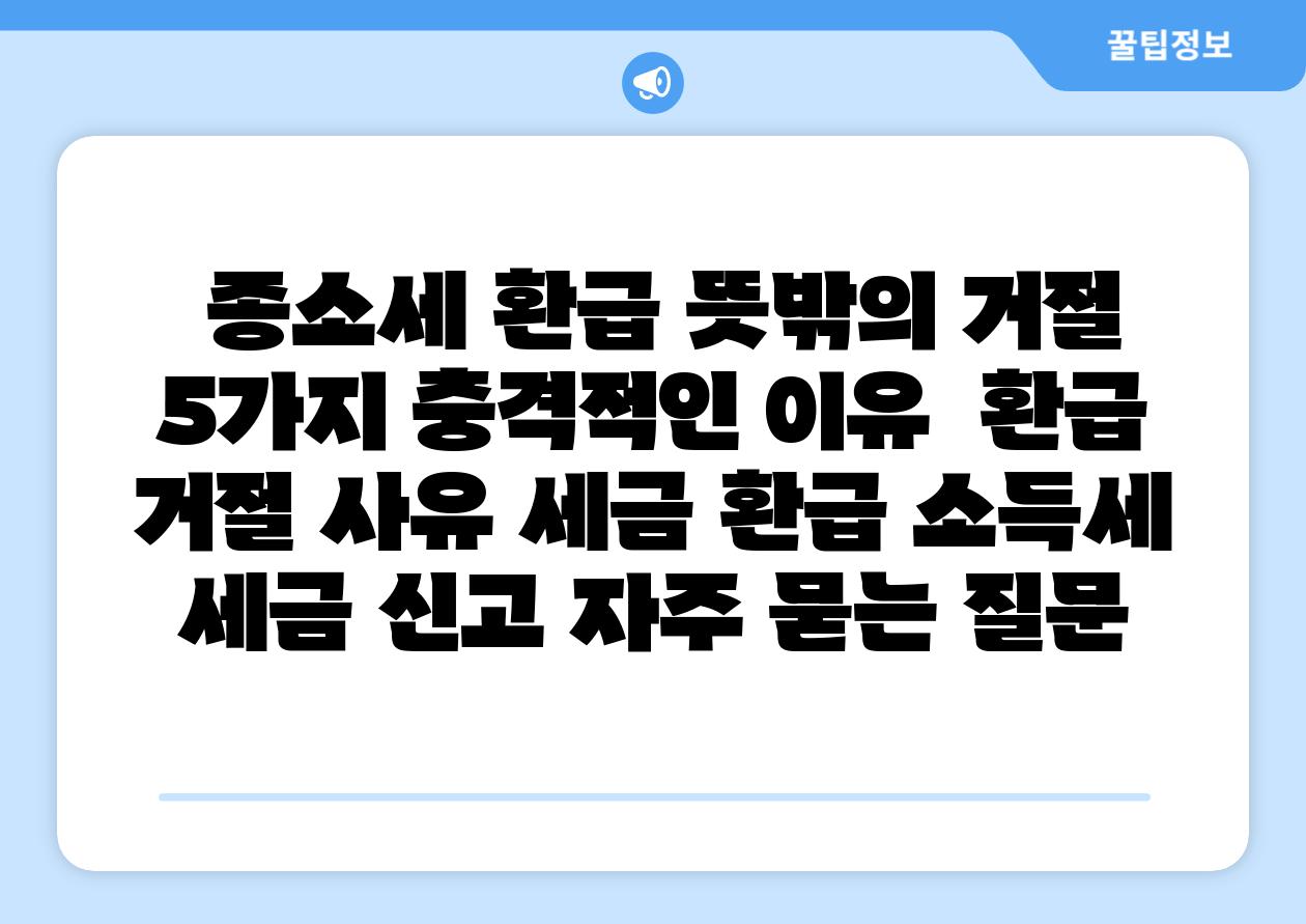  종소세 환급 뜻밖의 거절 5가지 충격적인 이유  환급 거절 사유 세금 환급 소득세 세금 신고 자주 묻는 질문