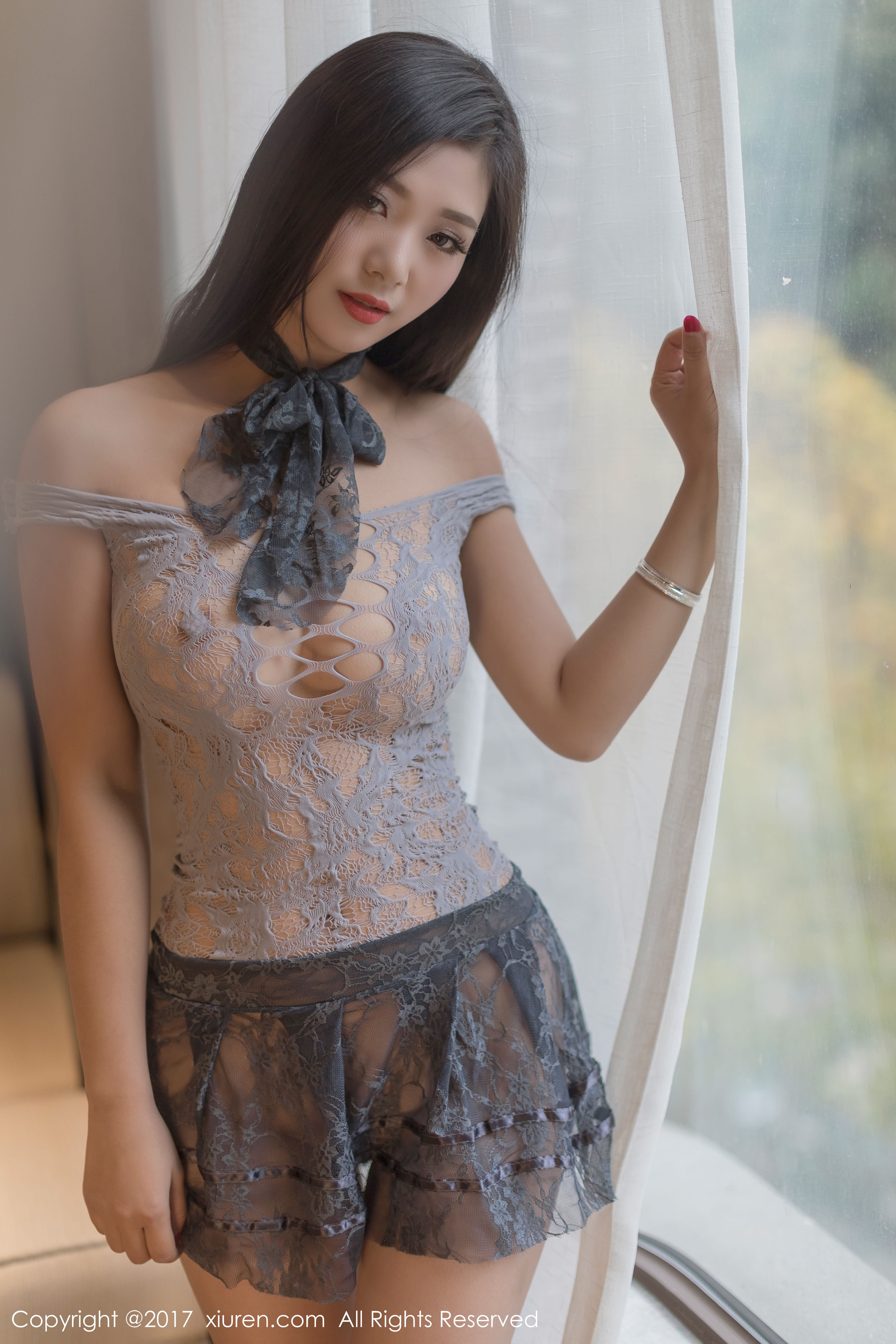 hot Chinese glamour wearing see through lingerie