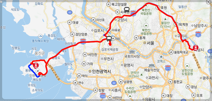 8849번 공항버스 시간표, 공항버스 8849 예매 - 노선도