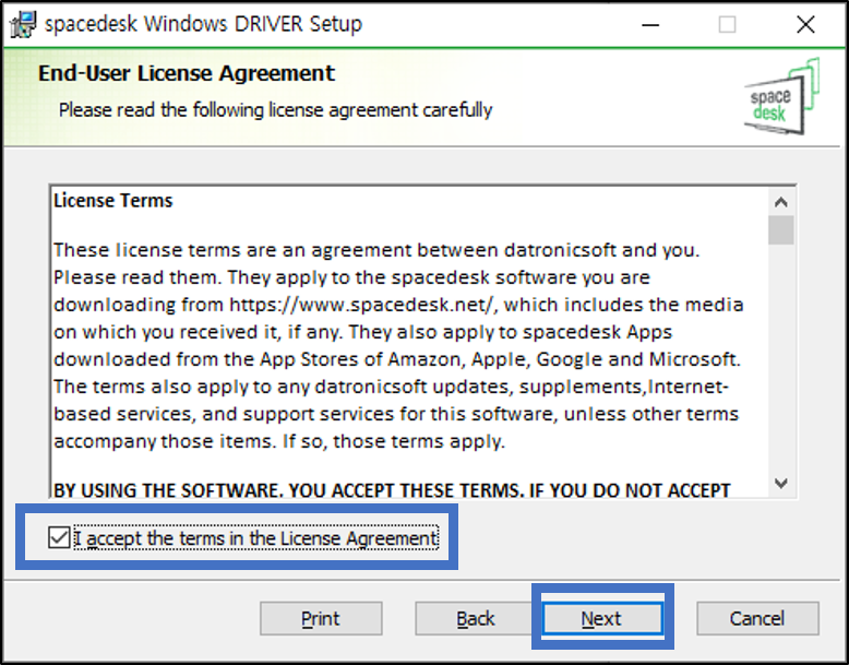 SPACEDESK-설치과정