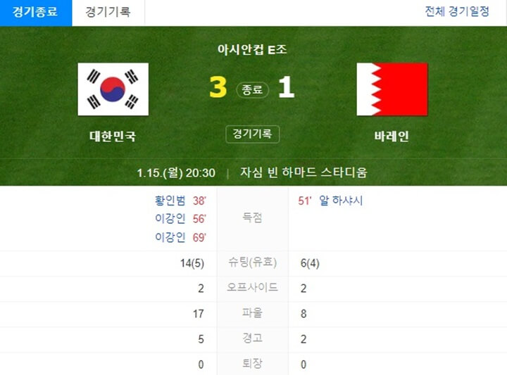  이강인 원더골 멀티골 카타르 아시안컵 1차전 바레인전 3-1 승리 하이라이트