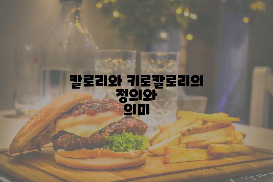 칼로리와 키로칼로리의 정의와 의미