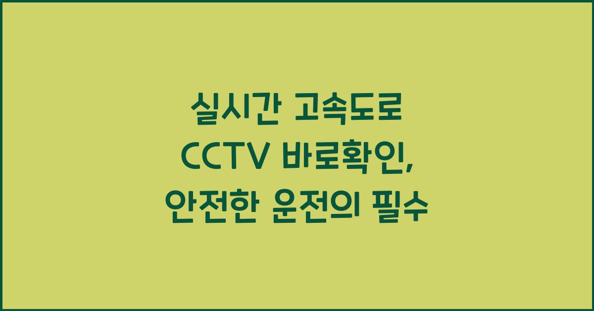 실시간 고속도로 cctv 바로확인