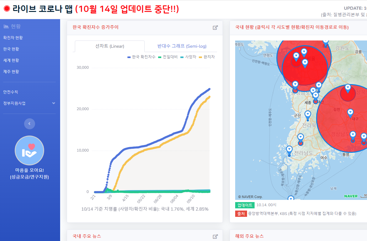 라이브 코로나 맵