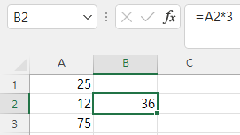 B2셀을 선택한 다음 수식을 입력한 화면