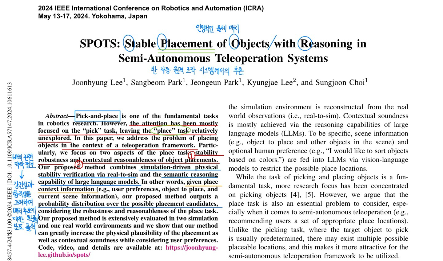 [논문 읽기] SPOTS: Stable Placement of Objects with Reasoning in Semi ...