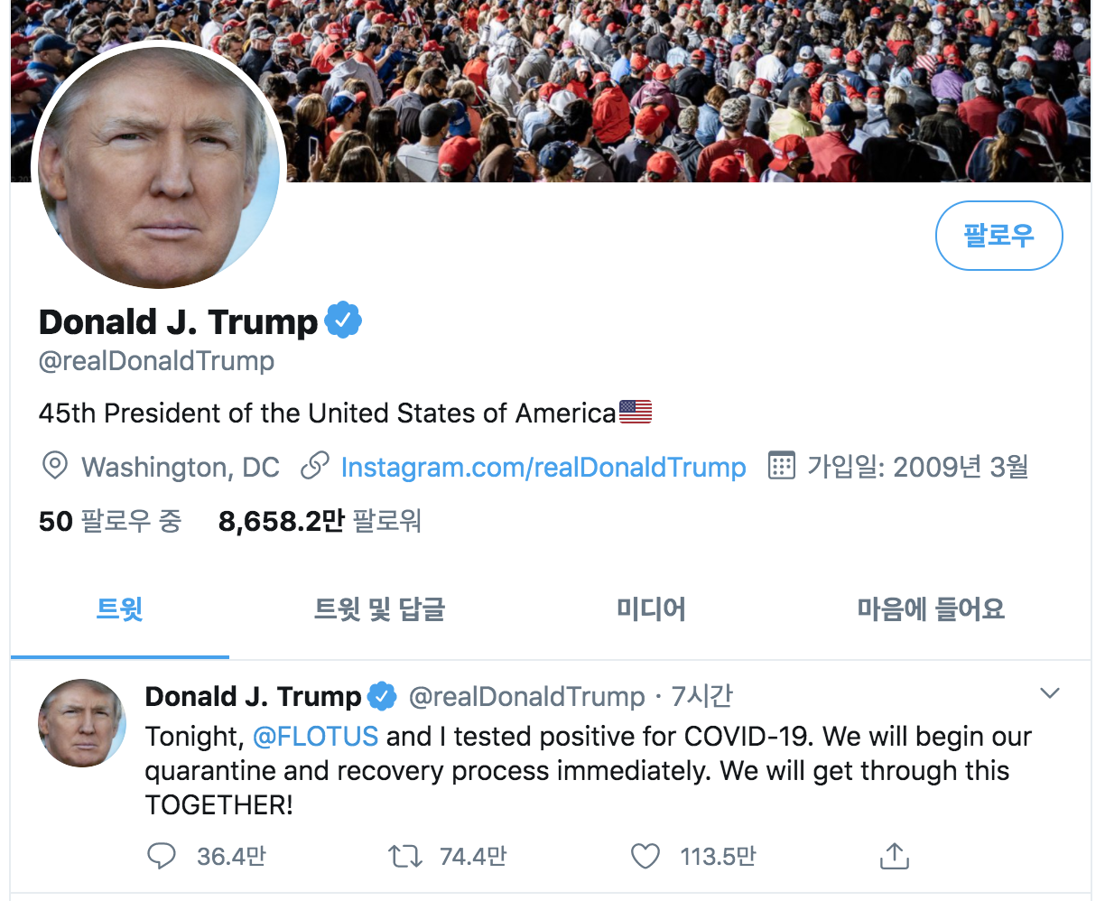  트럼프 코로나 감염, 확진과 요동치는 VIX, 공포지수, 미증시