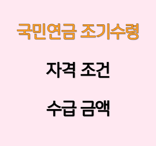 국민연금 조기수령 자격 조건 및 지급 금액