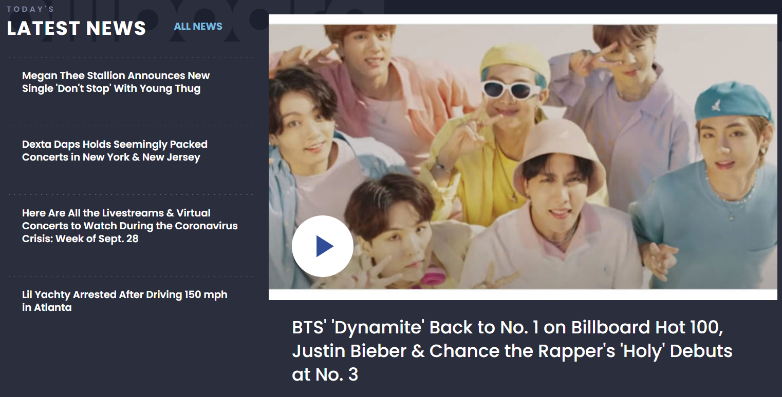  빌보드 차트 발표일 HOT 100 방탄소년단