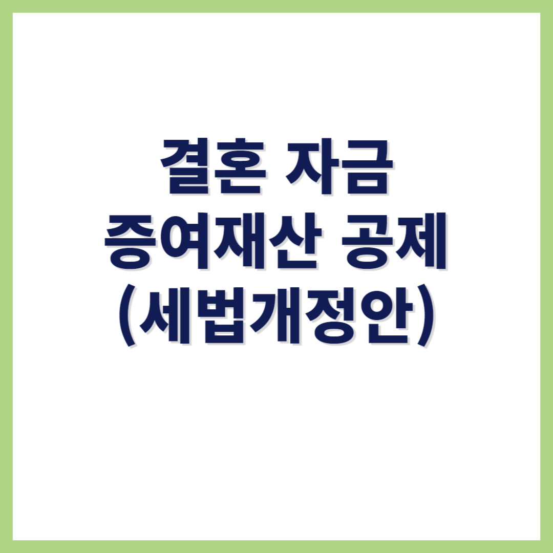 결혼자금 증여세 공제