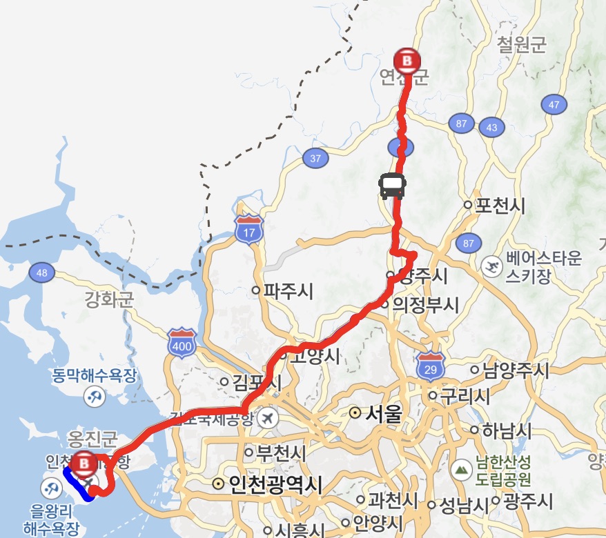 7100 인천공항 버스 운행지도