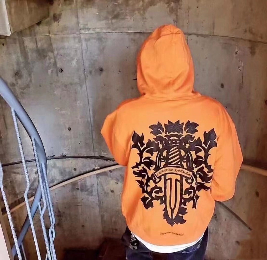  [CHROME HEARTS] 크롬하츠 오렌지 스워드 로고 스웨트 셔츠 후드 티셔츠