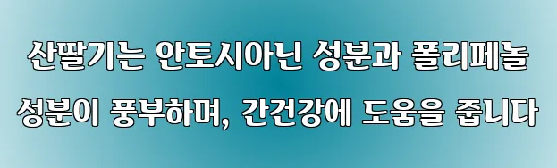  산딸기는 안토시아닌 성분과 폴리페놀 성분이 풍부하며, 간건강에 도움을 줍니다