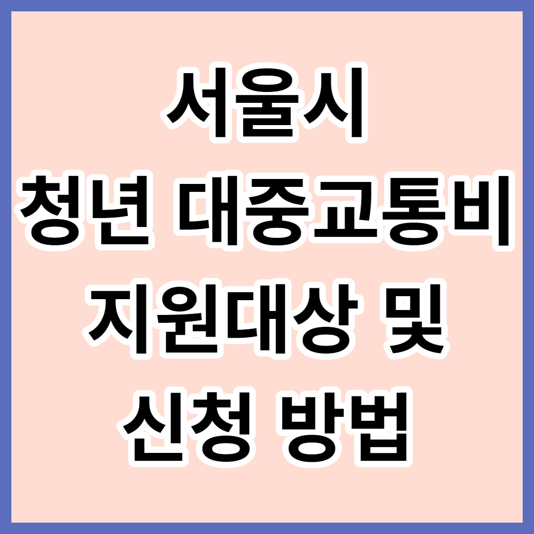  서울시 청년 대중교통비 지원 대상 및 신청 방법 알아보기