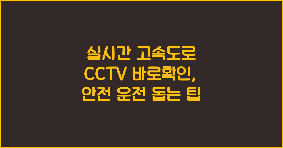 실시간 고속도로 cctv 바로확인