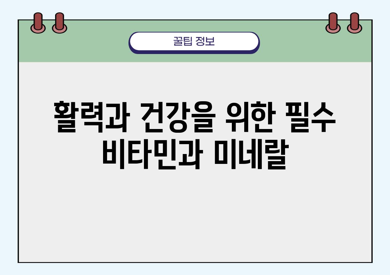 활력과 건강을 위한 필수 비타민과 미네랄