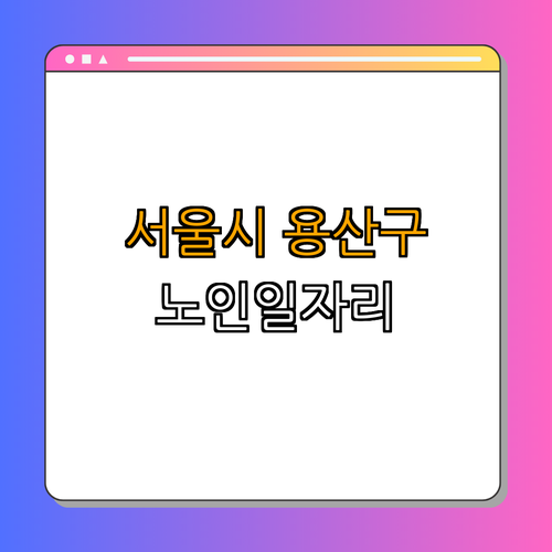 1. 서울시 용산구 노인일자리 사업 개요