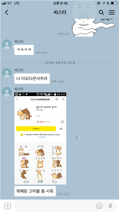  카톡한지 얼마 안된 언니의 요청ㅋㅋㅋㅋ