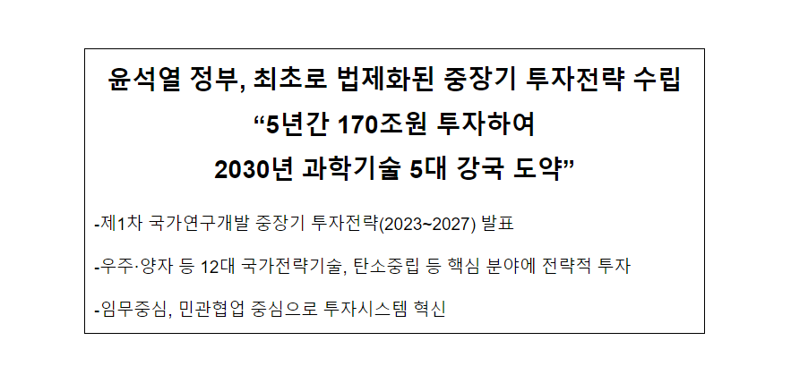  제1차 국가연구개발 중장기 투자전략 발표