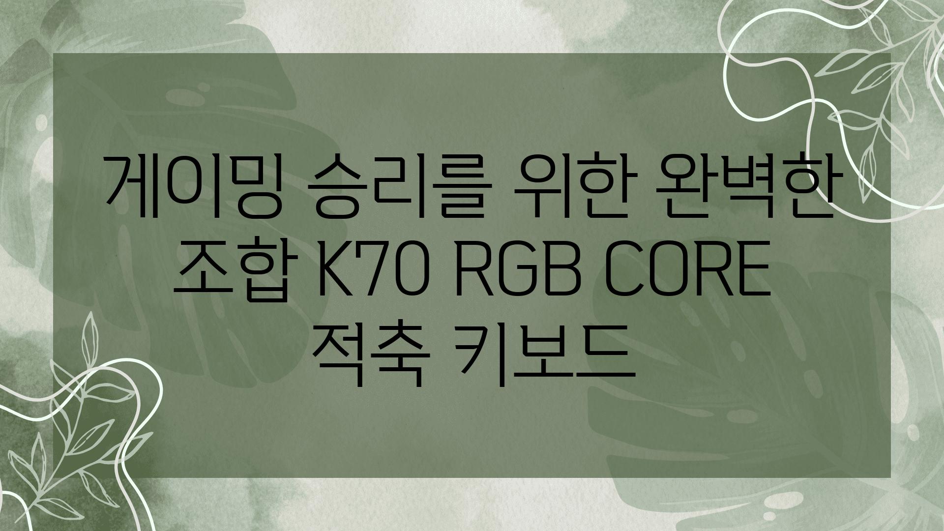 게이밍 승리를 위한 완벽한 조합 K70 RGB CORE 적축 키보드