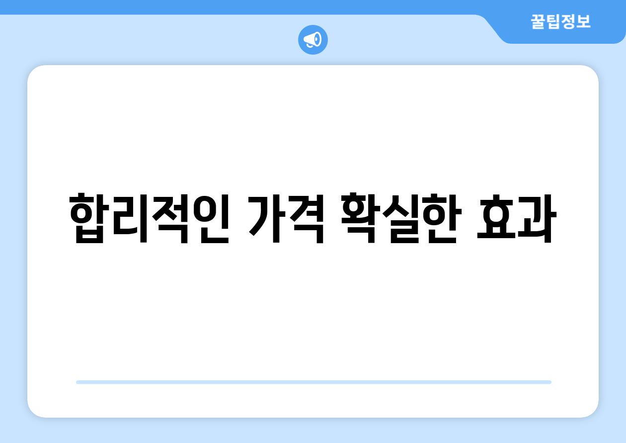 합리적인 가격 확실한 효과