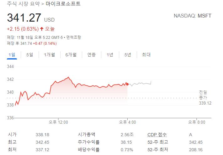 마이크로소프트 주가 전망 미국 주식 시총 1위