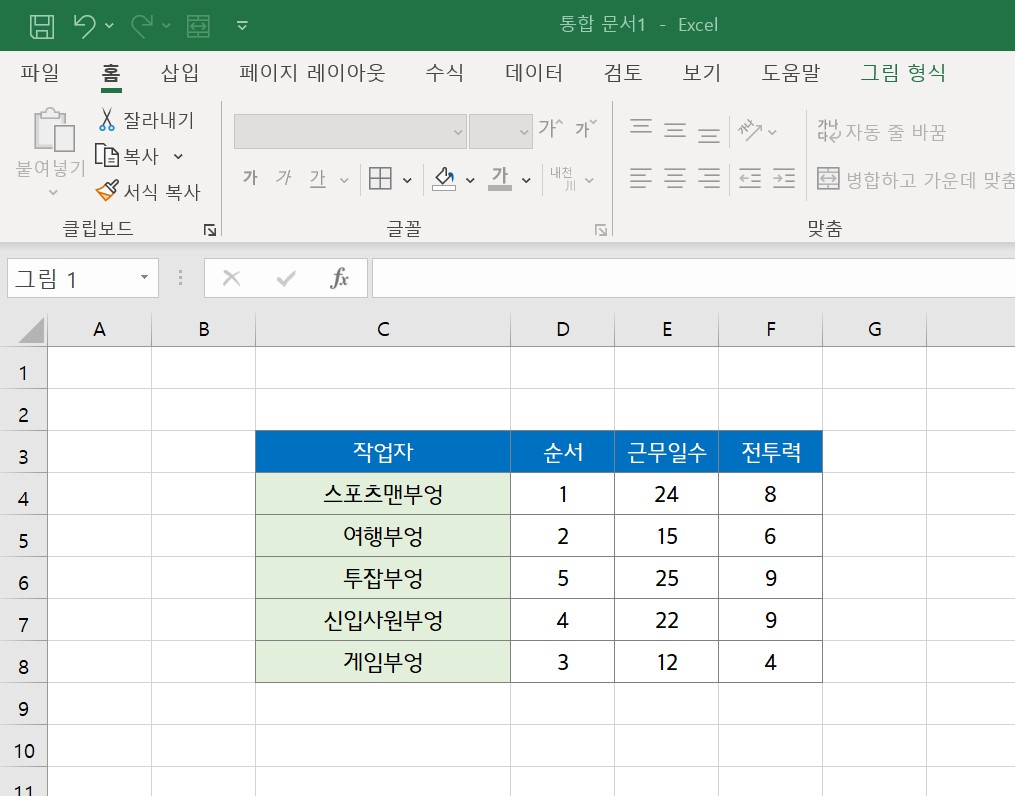 엑셀 셀 이동 방법 - 단축키 사용