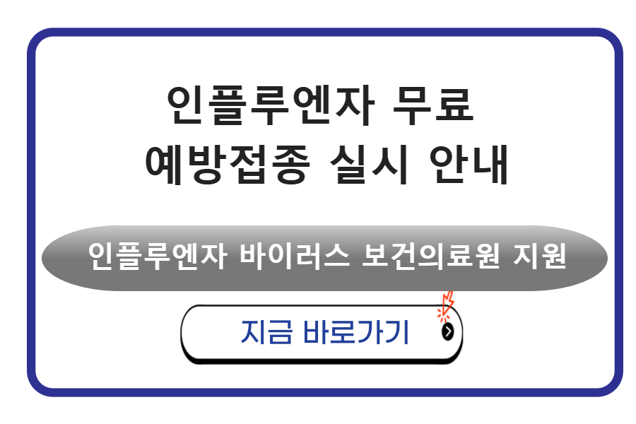 인플루엔자 무료 예방접종 실시 안내