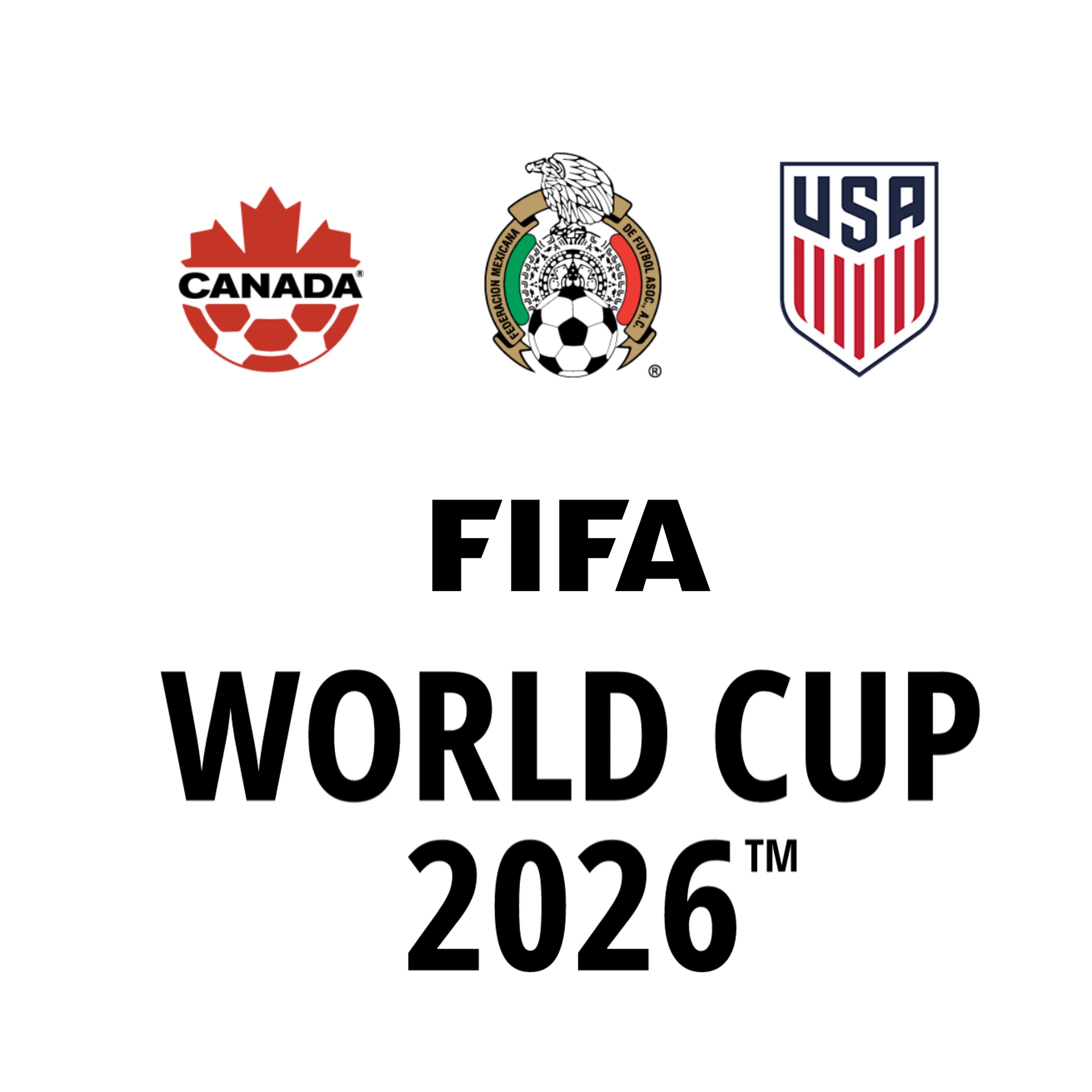 2026 북중미 월드컵&#44; 캐나다&#44; 멕시코&#44; 미국 축구협회 로고
