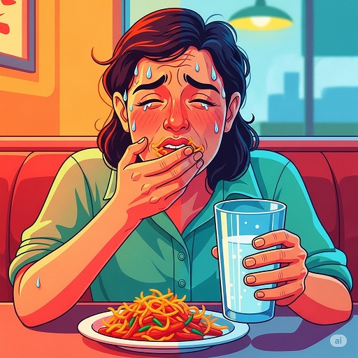 매운 음식을 먹는 사람