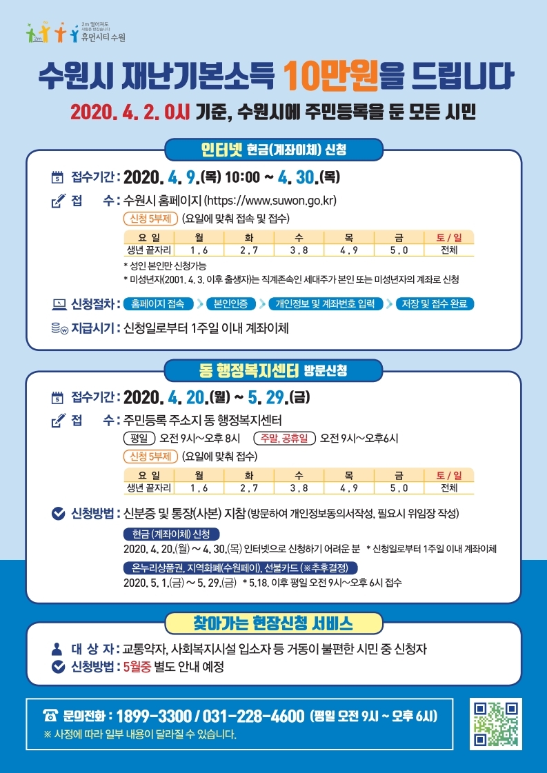  수원시 재난기본소득 현금 10만원 계좌이체