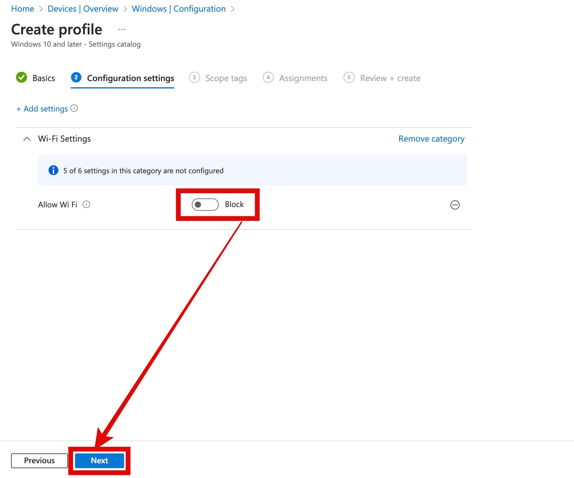 Intune wifi block