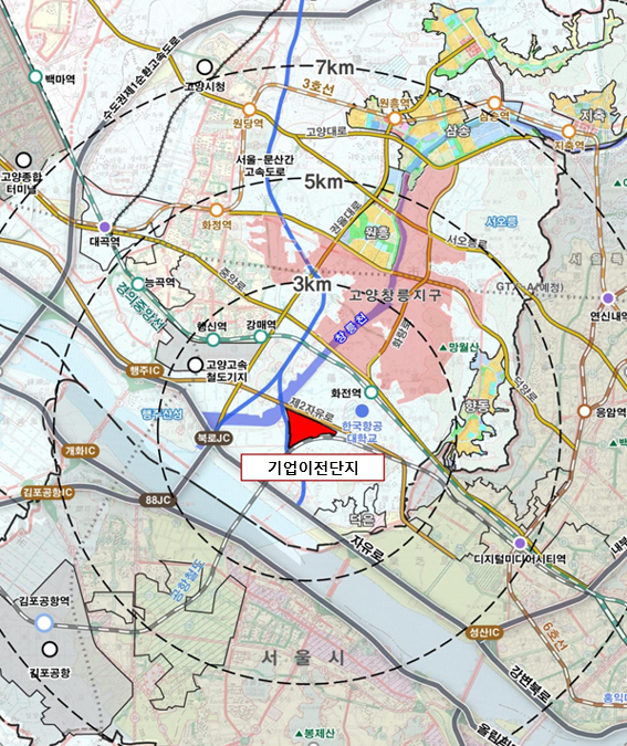 고양 현전 기업이전부지 토지거래허가구역 위치