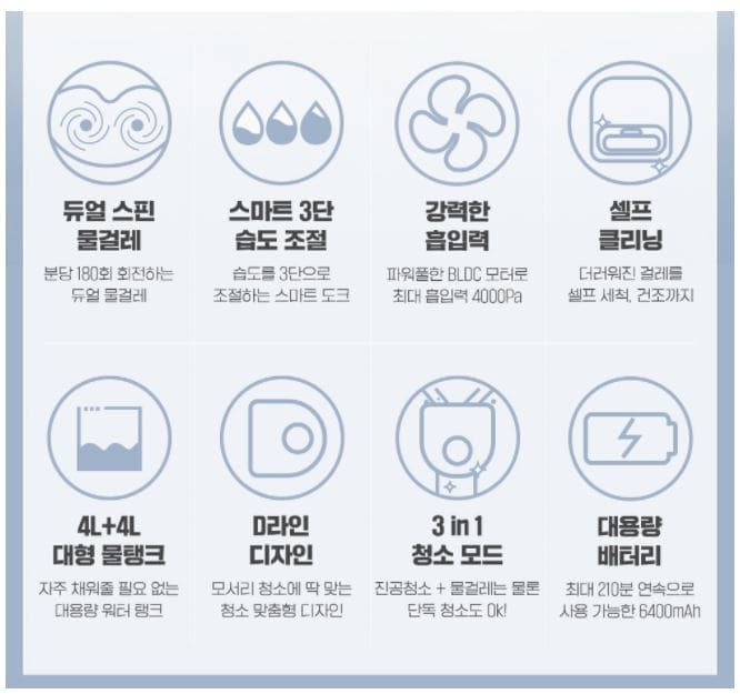 드리미-w10-로봇 청소기-기능