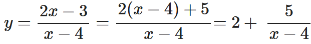 y=(2x-3)/(x-4)를 정리하는 과정