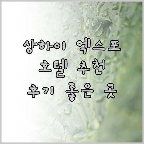 상하이 엑스포 호텔 추천! 후기 좋은
