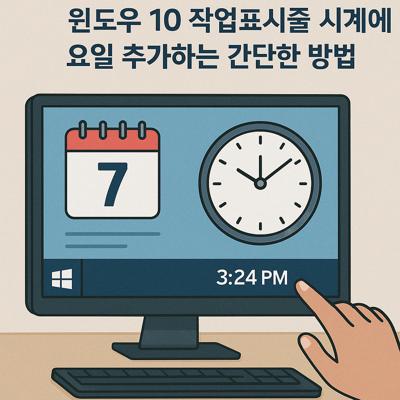 윈도우10 작업표시줄 시계에 요일 추가하는 간단한 방법