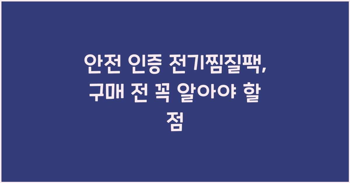 안전 인증 전기찜질팩