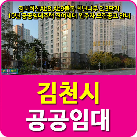  경북혁신Ab8,Ab9블록 천년나무 2,3단지 10년 공공임대주택 잔여세대 입주자 모집공고 안내