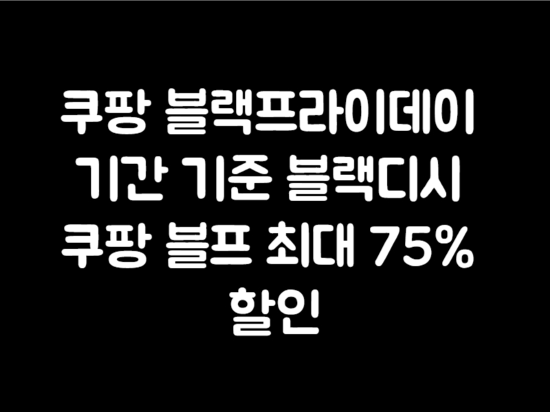 쿠팡 블랙프라이데이 기간 기준 블랙디시 쿠팡 블프 최대 75% 할인